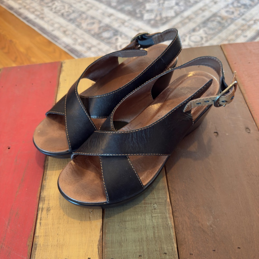 Dansko Jacinda‎ Cross Strap Wedge Sandals Comfort Slingback 9702020200 Size 38